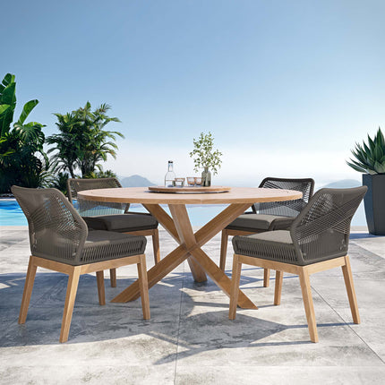 Modway EEI-6118 Wellspring 5-Piece Outdoor Patio Teak Wood Dining Set Modway