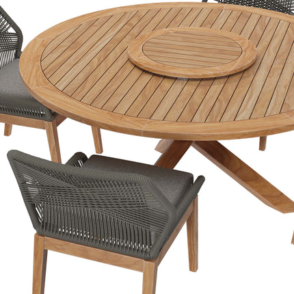 Modway EEI-6118 Wellspring 5-Piece Outdoor Patio Teak Wood Dining Set Modway