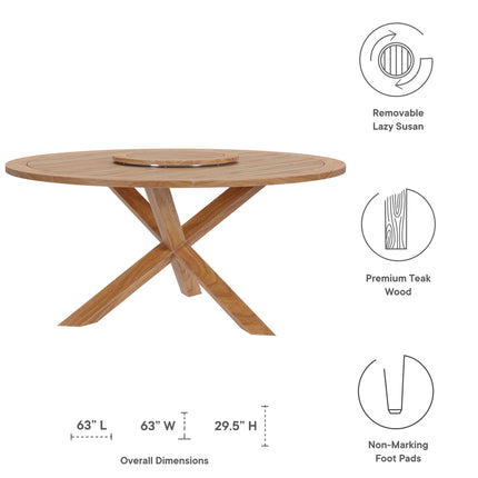 Modway EEI-6118 Wellspring 5-Piece Outdoor Patio Teak Wood Dining Set Modway