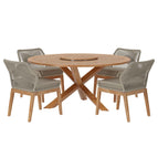 Light Gray Greige / Teak Wood