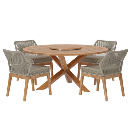 Modway EEI-6118 Wellspring 5-Piece Outdoor Patio Teak Wood Dining Set Modway