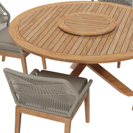 Modway EEI-6118 Wellspring 5-Piece Outdoor Patio Teak Wood Dining Set Modway