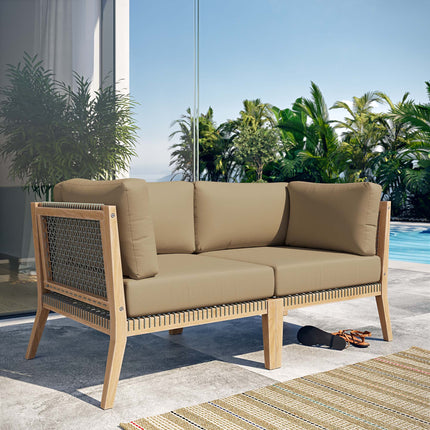 Modway EEI-6119 Clearwater Outdoor Patio Teak Wood Loveseat Modway