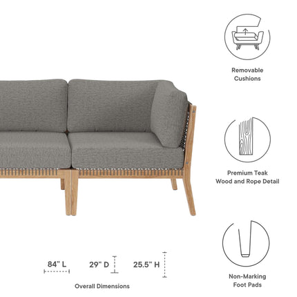 Modway EEI-6120 Clearwater Outdoor Patio Teak Wood Sofa Modway