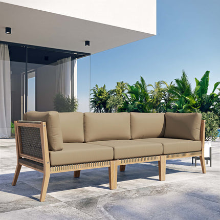 Modway EEI-6120 Clearwater Outdoor Patio Teak Wood Sofa Modway