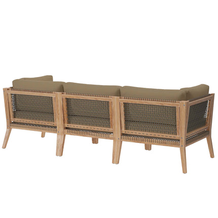 Modway EEI-6120 Clearwater Outdoor Patio Teak Wood Sofa Modway