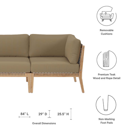 Modway EEI-6120 Clearwater Outdoor Patio Teak Wood Sofa Modway