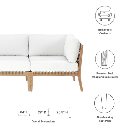 Modway EEI-6120 Clearwater Outdoor Patio Teak Wood Sofa Modway