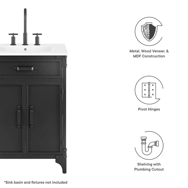 Modway EEI-6127 Steamforge 24" Bathroom Vanity Cabinet (Sink Basin Not Included) - Plaza Home Decor