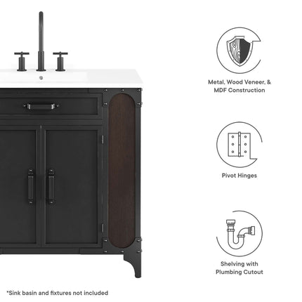 Modway EEI-6129 Steamforge 36" Bathroom Vanity Cabinet (Sink Basin Not Included) - Plaza Home Decor