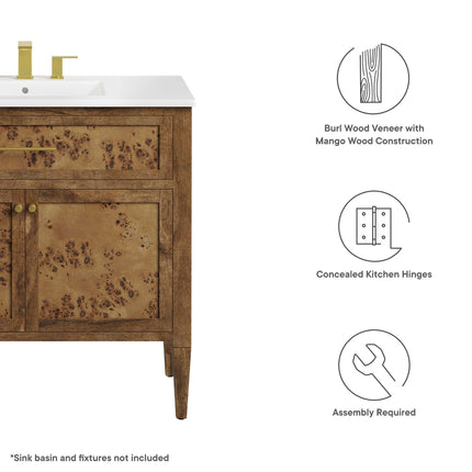 Modway EEI-6139 Elysian 36" Wood Bathroom Vanity Cabinet (Sink Basin Not Included) Modway