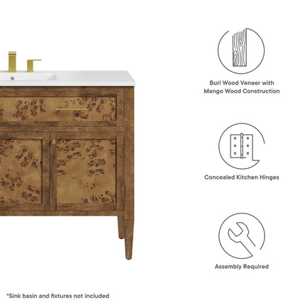 Modway EEI-6140 Elysian 48" Wood Bathroom Vanity Cabinet (Sink Basin Not Included) Modway