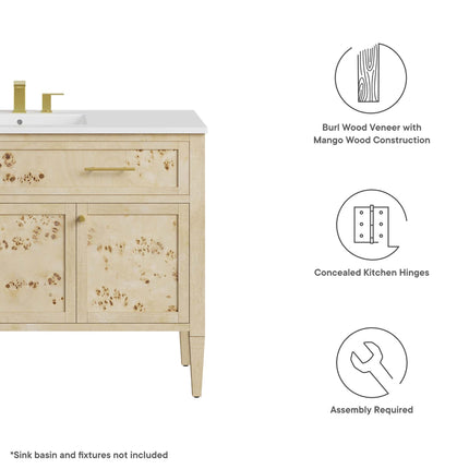 Modway EEI-6140 Elysian 48" Wood Bathroom Vanity Cabinet (Sink Basin Not Included) Modway