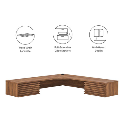 Modway EEI-6181 Render Wall Mount Corner Office Desk Modway