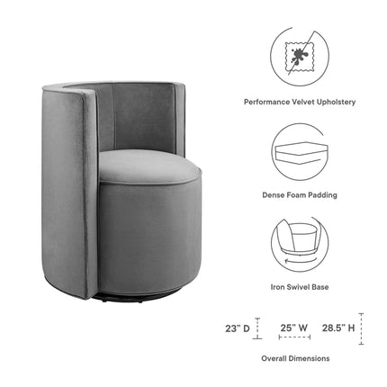 Modway EEI-6222 Della Performance Velvet Fabric Swivel Chair Modway