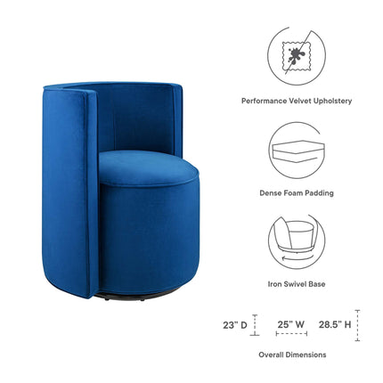 Modway EEI-6222 Della Performance Velvet Fabric Swivel Chair Modway
