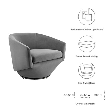 Modway EEI-6224 Series Performance Velvet Fabric Swivel Chair Modway