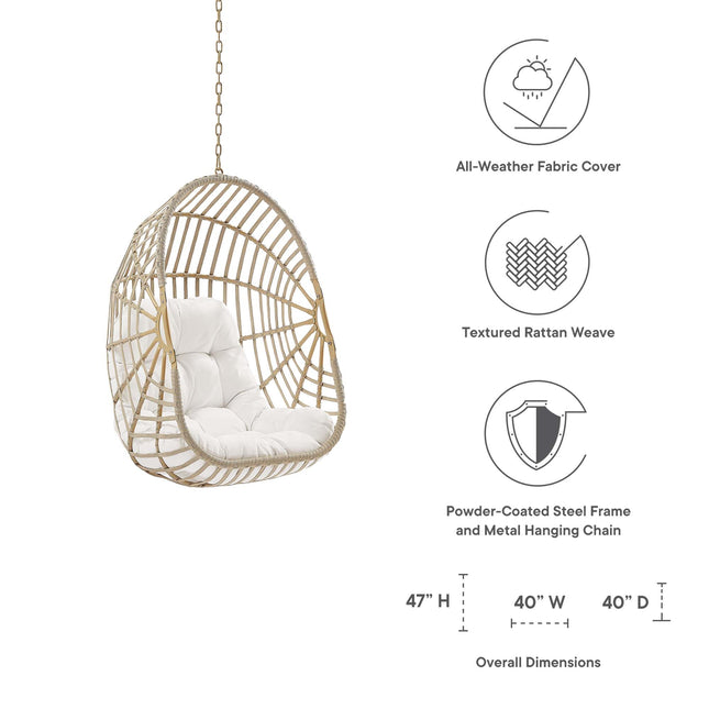 Modway EEI-6261 Amalie Wicker Rattan Outdoor Patio Rattan Swing Chair without Stand Modway