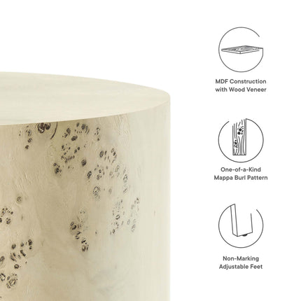 Modway EEI-6271 Cosmos 16" Round Burl Wood Side Table Modway