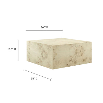 Modway EEI-6272 Cosmos 36" Square Burl Wood Coffee Table Modway