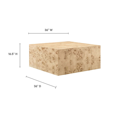 Modway EEI-6272 Cosmos 36" Square Burl Wood Coffee Table Modway