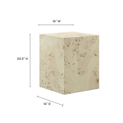 Modway EEI-6273 Cosmos 16" Square Burl Wood Side Table Modway