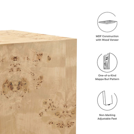 Modway EEI-6273 Cosmos 16" Square Burl Wood Side Table Modway