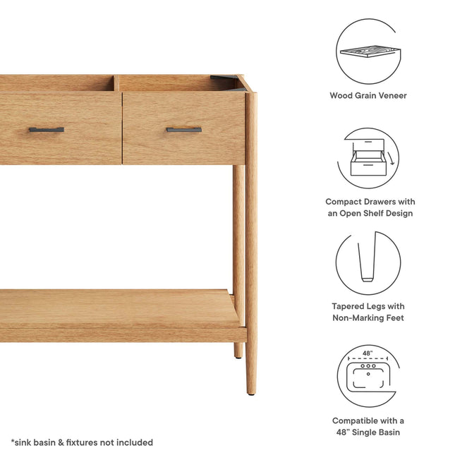Modway EEI-6355 Zaire 48" Single Sink Compatible Bathroom Vanity Cabinet (Sink Basin Not Included) Modway