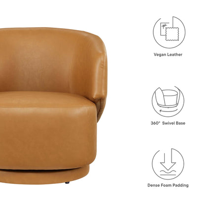 Modway EEI-6358 Celestia Vegan Leather Fabric and Wood Swivel Chair Modway