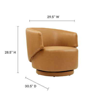 Modway EEI-6358 Celestia Vegan Leather Fabric and Wood Swivel Chair Modway