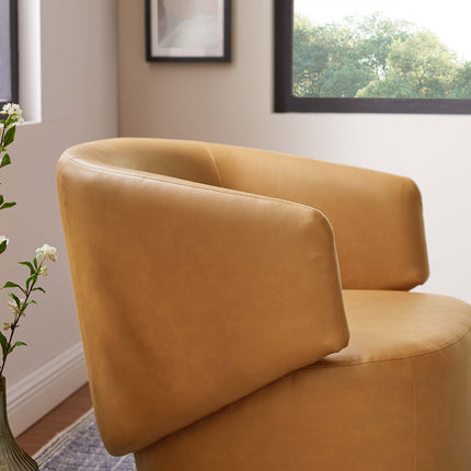 Modway EEI-6358 Celestia Vegan Leather Fabric and Wood Swivel Chair Modway