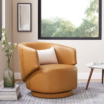 Modway EEI-6358 Celestia Vegan Leather Fabric and Wood Swivel Chair Modway
