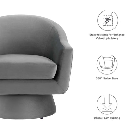 Modway EEI-6360 Astral Performance Velvet Fabric and Wood Swivel Chair Modway