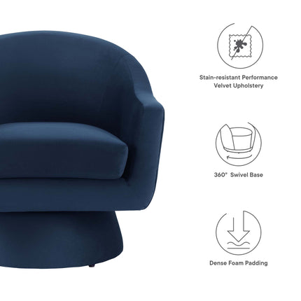 Modway EEI-6360 Astral Performance Velvet Fabric and Wood Swivel Chair Modway