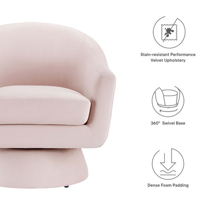 Modway EEI-6360 Astral Performance Velvet Fabric and Wood Swivel Chair Modway