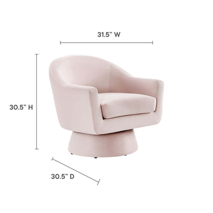 Modway EEI-6360 Astral Performance Velvet Fabric and Wood Swivel Chair Modway