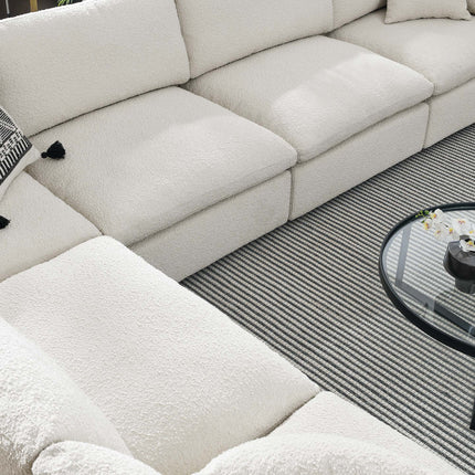 Modway EEI-6369 Commix 6-Piece Down Filled Overstuffed Boucle Fabric Sectional Sofa Modway