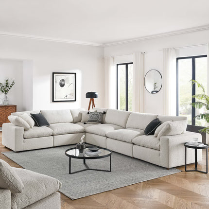 Modway EEI-6369 Commix 6-Piece Down Filled Overstuffed Boucle Fabric Sectional Sofa Modway