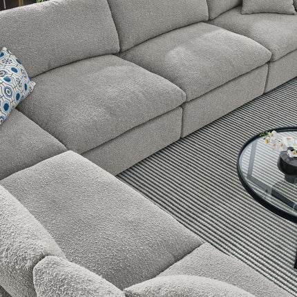 Modway EEI-6369 Commix 6-Piece Down Filled Overstuffed Boucle Fabric Sectional Sofa Modway