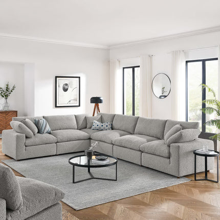 Modway EEI-6369 Commix 6-Piece Down Filled Overstuffed Boucle Fabric Sectional Sofa Modway