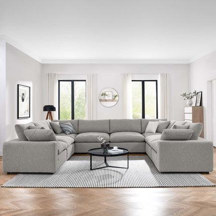 Modway EEI-6371 Commix 8-Piece Down Filled Overstuffed Boucle Fabric Sectional Sofa Modway