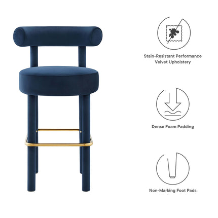 Modway EEI-6386 Toulouse Performance Velvet Bar Stool - Plaza Home Decor