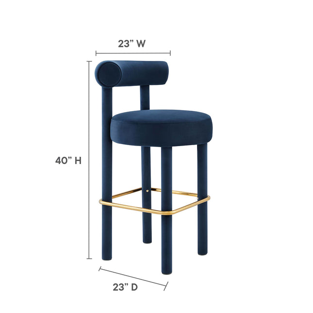 Modway EEI-6386 Toulouse Performance Velvet Bar Stool - Plaza Home Decor