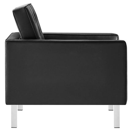 Modway EEI-6409 Loft Tufted Vegan Leather Armchair and Ottoman Set Modway