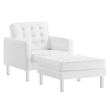 Modway EEI-6409 Loft Tufted Vegan Leather Armchair and Ottoman Set Modway