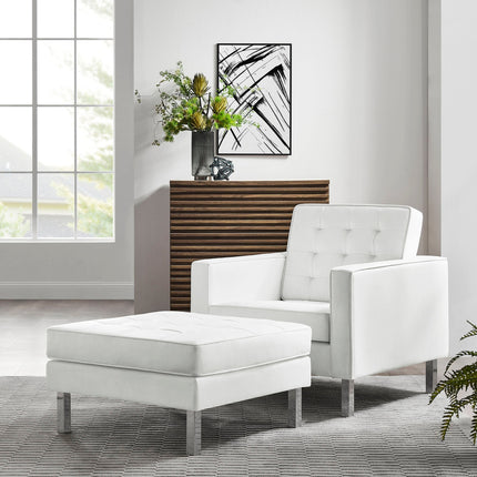 Modway EEI-6409 Loft Tufted Vegan Leather Armchair and Ottoman Set Modway