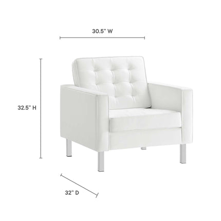Modway EEI-6409 Loft Tufted Vegan Leather Armchair and Ottoman Set Modway