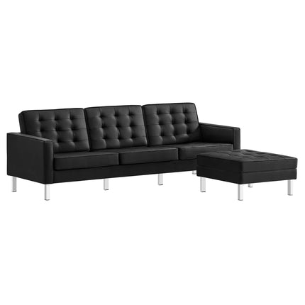 Modway EEI-6410 Loft Tufted Vegan Leather Sofa and Ottoman Set Modway