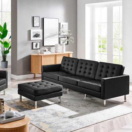 Modway EEI-6410 Loft Tufted Vegan Leather Sofa and Ottoman Set Modway
