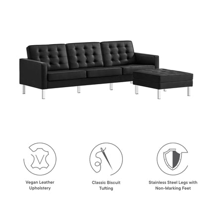 Modway EEI-6410 Loft Tufted Vegan Leather Sofa and Ottoman Set Modway